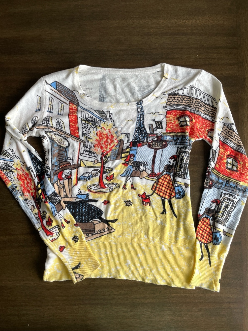Vintage Paris Street Print Sweater